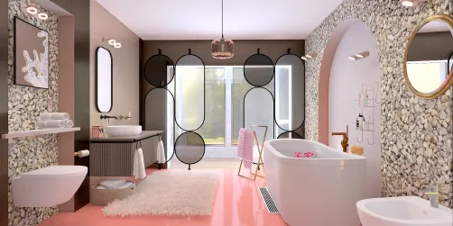 Pink&brown bathroom