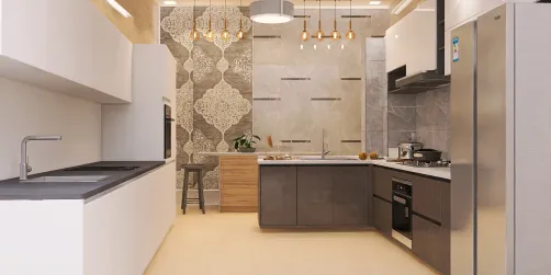  A beautiful white and gray kitchen 