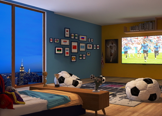 World Cup obsessed room Design Rendering