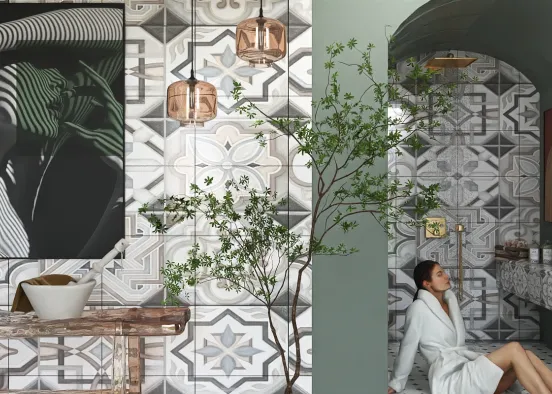 # Geometric Shower Pattern  Renderização de Design