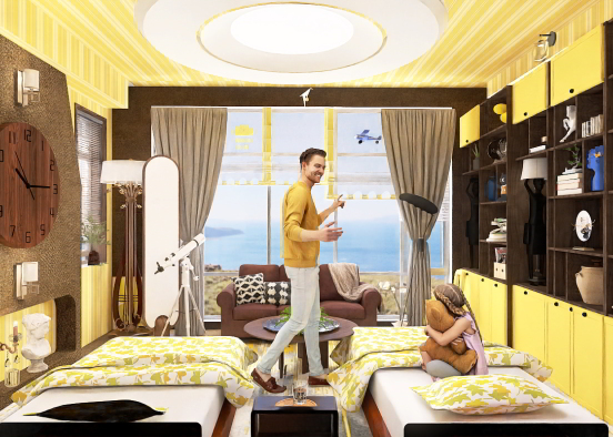 Brown and yellow room Design Rendering