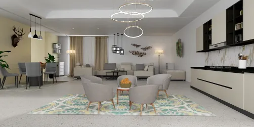 modern style open concept living room 