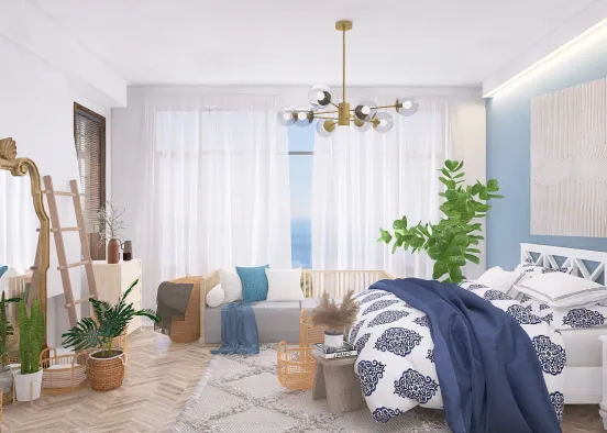 coastal bedroom Design Rendering