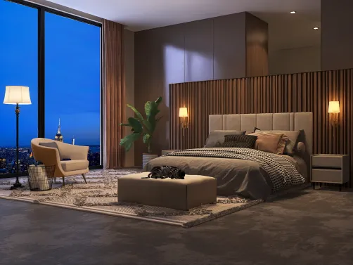 Modern dark bedroom