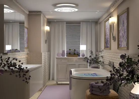 # Lavender Elegance Bathroom Renderização de Design