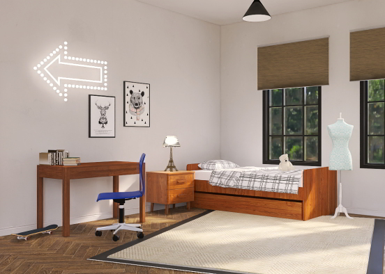 chambre simple et minimaliste Design Rendering