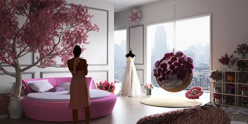 beautiful pink flower bedroom