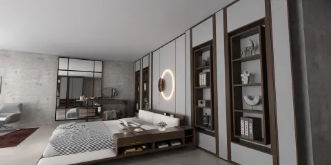 modern bedroom design with cozy furnishings featuring smart furniture arrangement for small spaces, showcasing Homestyler's real-time 3D rendering capability