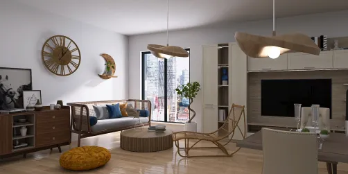 Natural wood living room idea 💡