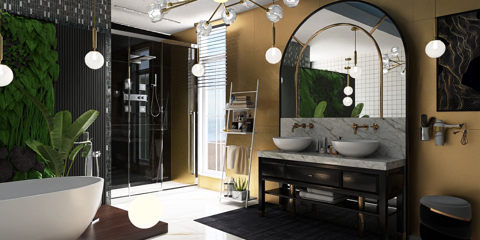 Luxury gold and black bathroom