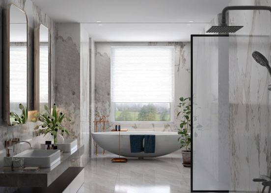 Salle de bain marbre blanc  Design Rendering