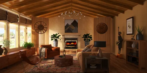 Wood and Fireplace Peaceful 