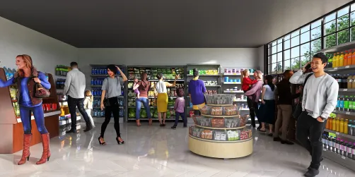 mercado central dentro de um condomínio 