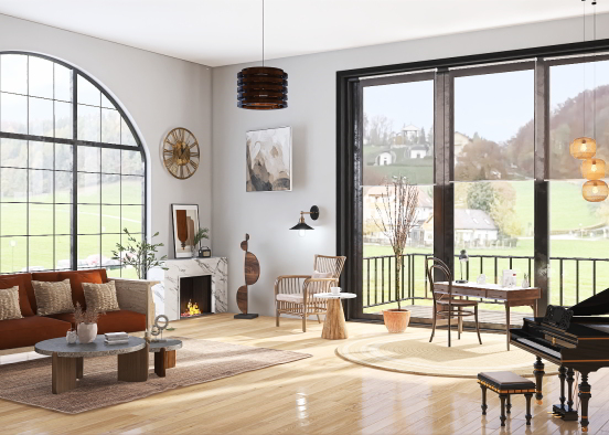 Modern farmhouse - living room Design Rendering