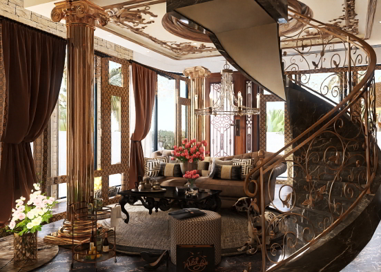 luxury living room🤎👑 Design Rendering