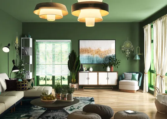 Green Living room Oasis🌱 Design Rendering