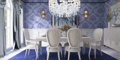 Comedor en entorno azul