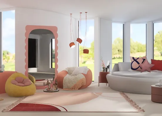 Pink bedroom  Design Rendering