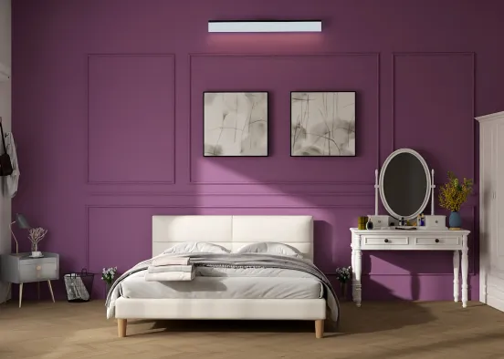 dark purple and white base bedroom  Design Rendering