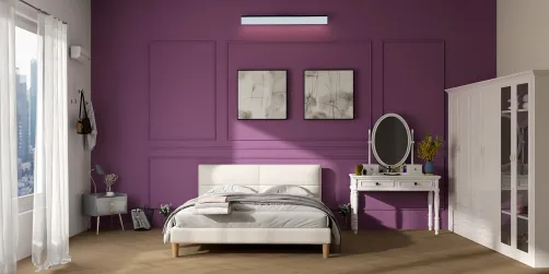 dark purple and white base bedroom 