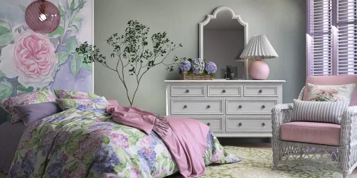 Lavender, pink, and green 