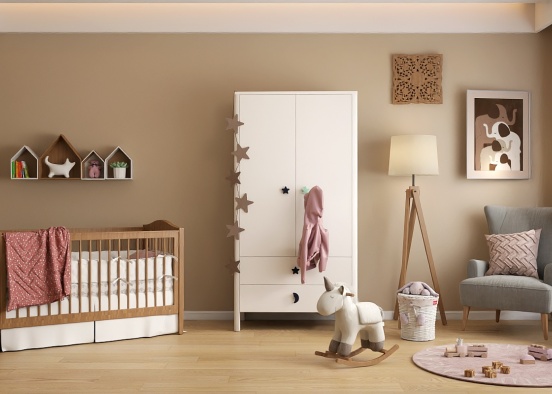 Baby girls nursery 🩷🤎 Design Rendering