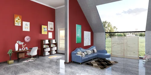 Sala aconchegante, escritório estudantil
