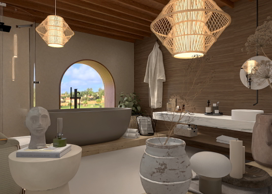 balinese style bathroom ! Design Rendering
