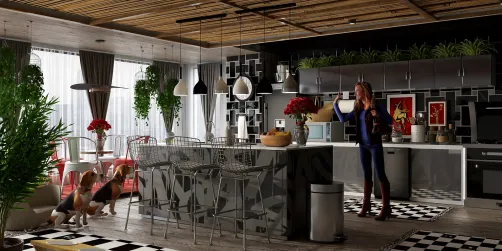Kitchen with Dining 🖤🤍
