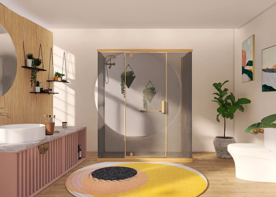 The Pink Plant Bathroom Design Rendering