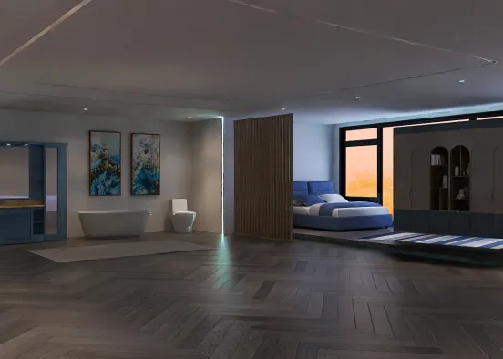 # Boys bedroom and bathroom  Renderização de Design