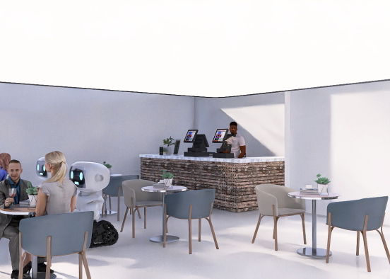 Café with robots Design Rendering