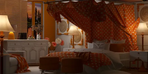 "Polka Dot Sunset Bedroom “