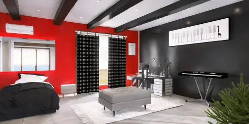 quarto preto e vermelho
