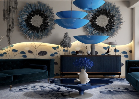 Blue Floral  Design Rendering