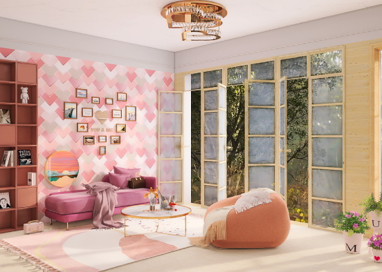 Valentine's day style living ing room Design Rendering