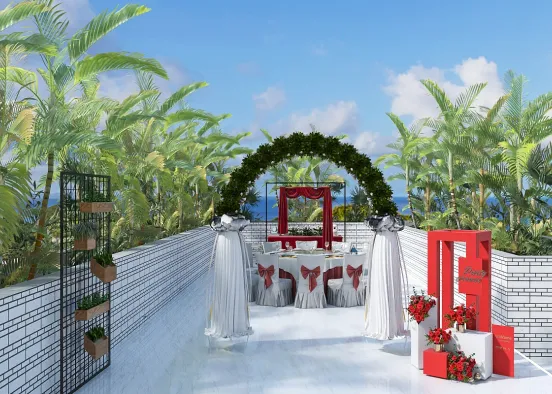 red wedding venue  Design Rendering