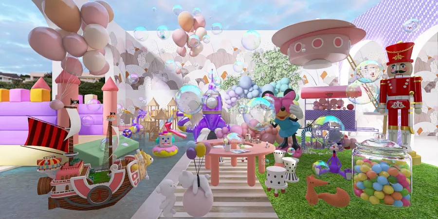 a carnival themed event with balloons and balloons 
