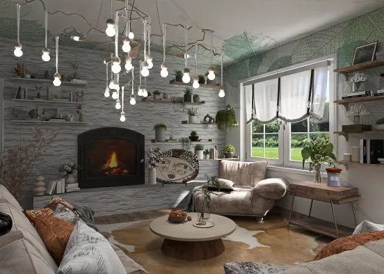 # Salón casa campo Renderização de Design