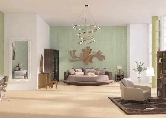Golden comfortable bedroom Design Rendering