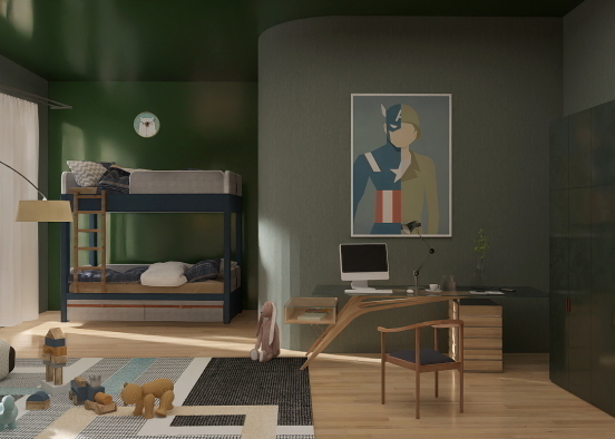 green bedroom with toys  Design Rendering
