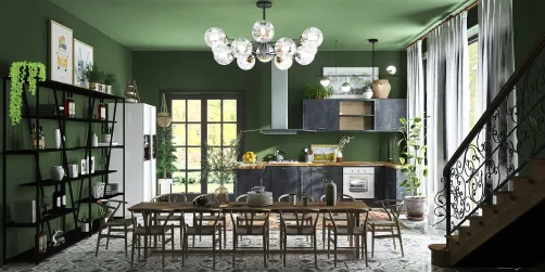 An eclectic kitchen and dining