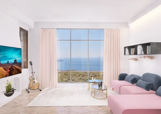 светлая гостиная с видом на море 🌊 Design Rendering