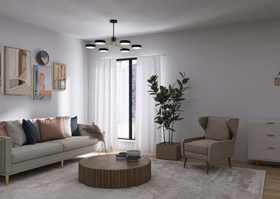 cozy city living Room Design Rendering