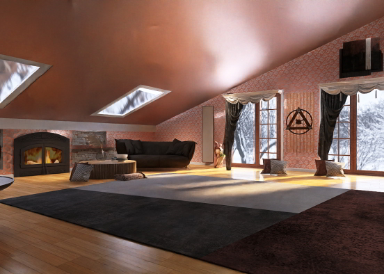 cozy modern 
 living room  Design Rendering
