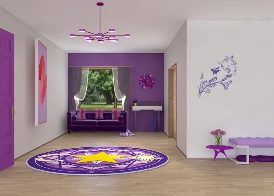The purple living room Design Rendering