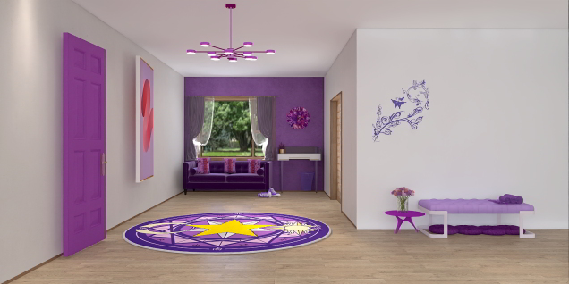 The purple living room