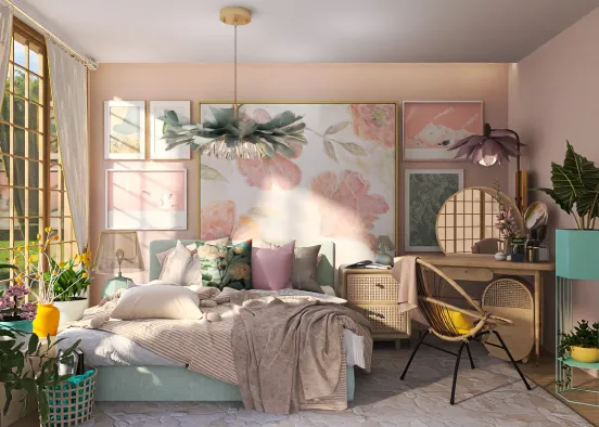 Sweet Flower Bedroom Design Rendering