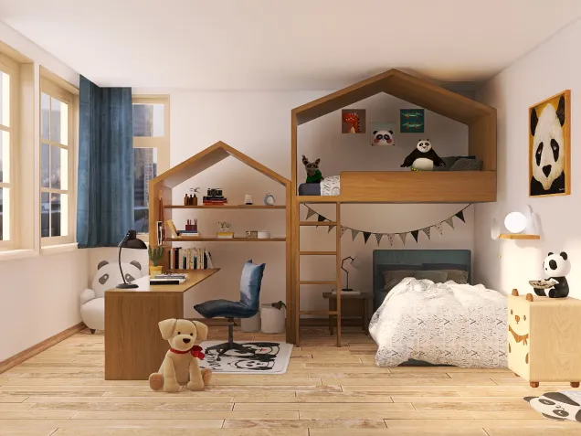 4) Panda's themed kids bedroom