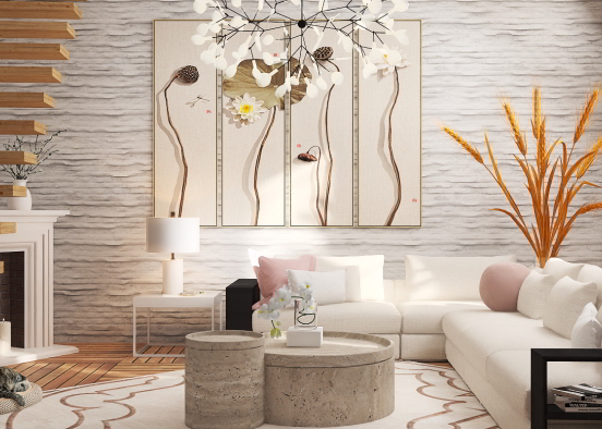 White living room Design Rendering
